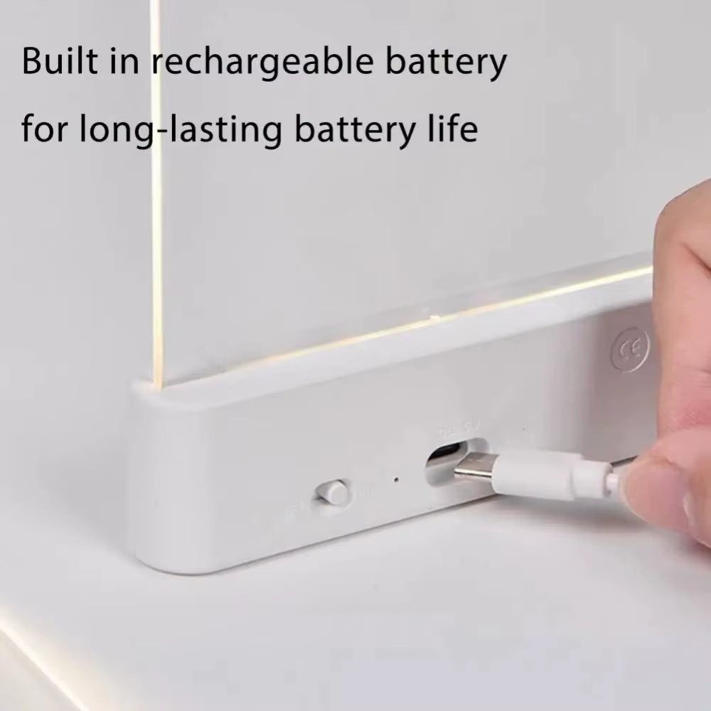 Eye-Caring Design LED Panel Book Light USB Rechargeable Dimmable Panel Clear LED Flat Light 3 Colors Light Timer Function